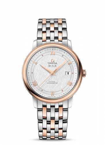 Watch Winder for watch Omega De Ville De Ville Prestige Co-Axial 39.5 Stainless Steel / Red Gold / Vintage Silk Silver / Bracelet