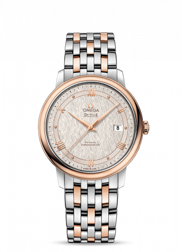 Watch Winder for watch Omega De Ville De Ville Prestige Co-Axial 39.5 Stainless Steel / Red Gold / Vintage Silver Silk / Bracelet