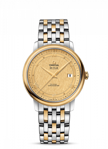 Watch Winder for watch Omega De Ville De Ville Prestige Co-Axial 39.5 Stainless Steel / Yellow Gold / Vintage Champagne Silk / Bracelet