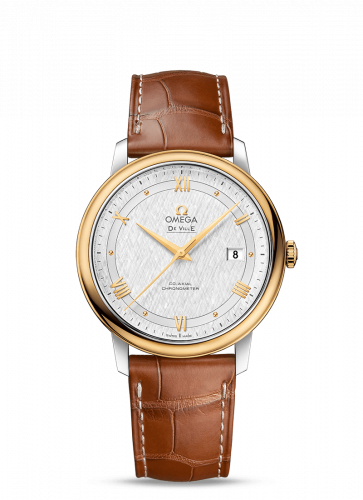 Watch Winder for watch Omega De Ville De Ville Prestige Co-Axial 39.5 Stainless Steel / Yellow Gold / Vintage Silk Silver