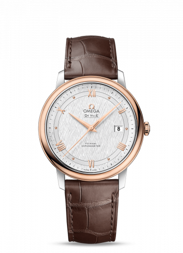 Watch Winder for watch Omega De Ville De Ville Prestige Co-Axial 39.5 Stainless Steel / Red Gold / Vintage Silk Silver