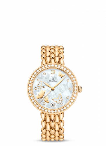 Watch Winder for watch Omega De Ville De Ville Prestige Dewdrop Co-Axial 32.7 Yellow Gold / MOP Butterfly / Diamond / Bracelet