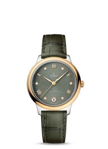 Watch Winder for watch Omega De Ville De Ville Master Chronometer 34 Stainless Steel - Yellow Gold / Green - Diamond