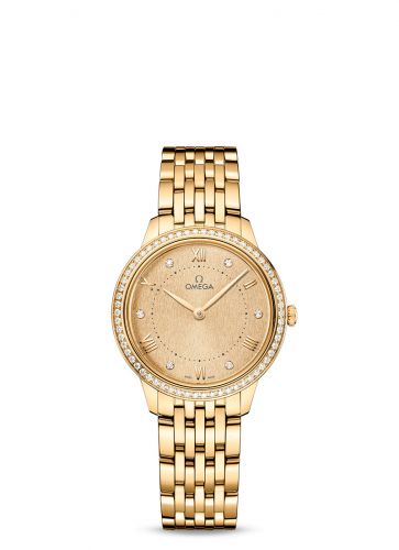 Watch Winder for watch Omega De Ville De Ville Quartz 30 Yellow Gold - Diamond / Champagne - Diamond / Bracelet