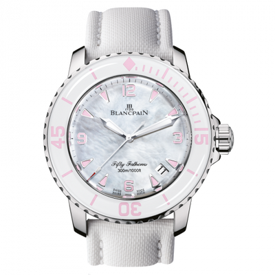 Watch Winder for watch Blancpain Fifty Fathoms Fifty Fathoms Automatique Stainless Steel / Mother of Pearl / White Canvas