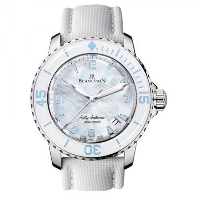 Watch Winder for watch Blancpain Fifty Fathoms Fifty Fathoms Automatique Stainless Steel / White Mother Of Pearl / White Canvas