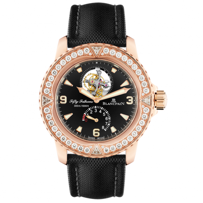 Watch Winder for watch Blancpain Fifty Fathoms Fifty Fathoms Tourbillon 8 Jours Red Gold / Diamonds / Black Canvas