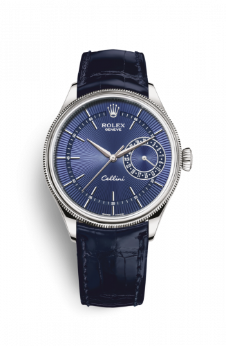 Remontoir à montres pour montre Rolex Cellini Cellini Date Or Blanc / Bleu / Alligator Bleu