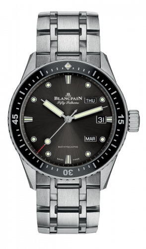 Uhrenbeweger für Uhr Blancpain Fifty Fathoms Fifty Fathoms Bathygraphe Quantième Annuel Black / Grey / Steel Bracelet