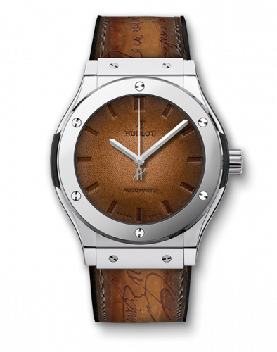 Remontoir à montres pour montre Hublot Classic Fusion Classic Fusion 45 Berluti Scritto Platinum / Marron
