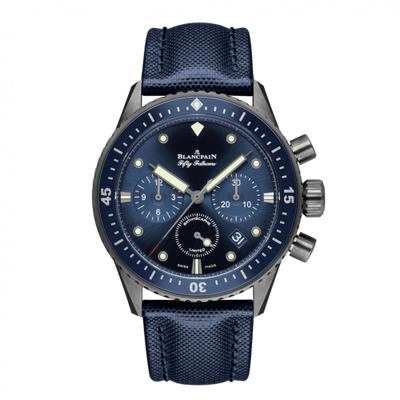 Watch Winder for watch Blancpain Fifty Fathoms Fifty Fathoms Bathyscaphe Flyback Chronograph Grey Ceramic / Blue / Blue Canvas