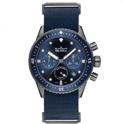 Watch Winder for watch Blancpain Fifty Fathoms Fifty Fathoms Bathyscaphe Flyback Chronograph Grey Ceramic / Blue / Blue Nato