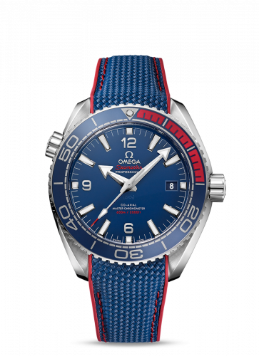 Watch Winder for watch Omega Seamaster Planet Ocean Seamaster Planet Ocean 600M Co-Axial 43.5 Master Chronometer Stainless Steel / Blue / Rubber / PyeongChang 2018