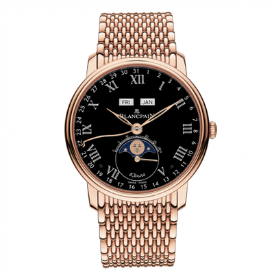 Watch Winder for watch Blancpain Villeret Villeret Quantieme Complet 8 Jours Red Gold / Black Enamel / Bracelet