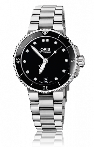 Watch Winder for watch Oris Aquis Aquis Date Diamonds 36 Stainless Steel / Black - Diamond / Bracelet