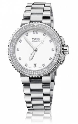 Watch Winder for watch Oris Aquis Aquis Date Diamonds 36 Stainless Steel / White - Diamond / Bracelet
