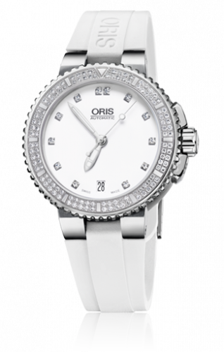 Watch Winder for watch Oris Aquis Aquis Date Diamonds 36 Stainless Steel / White - Diamond / Rubber