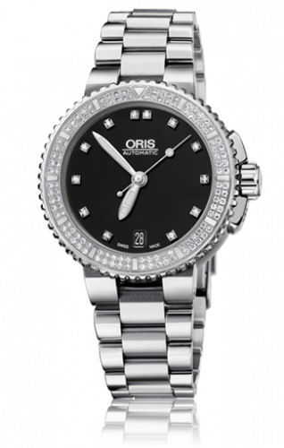 Watch Winder for watch Oris Aquis Aquis Date Diamonds 36 Stainless Steel / Black - Diamond / Bracelet