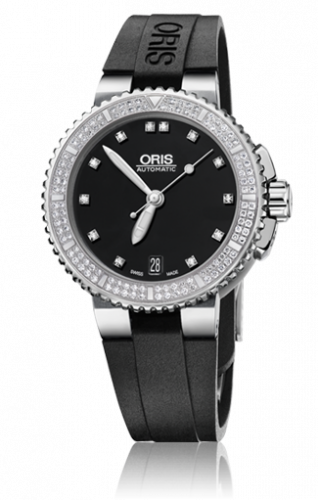 Watch Winder for watch Oris Aquis Aquis Date Diamonds 36 Stainless Steel / Black - Diamond / Rubber
