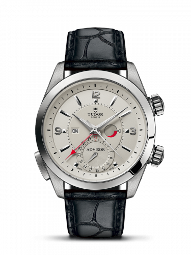 Remontoir à montres pour montre Tudor Heritage Heritage Advisor Stainless Steel / TItanium / Argent / Alligator