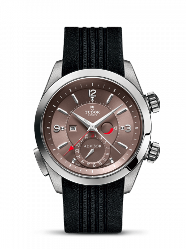 Remontoir à montres pour montre Tudor Heritage Heritage Advisor Stainless Steel / TItanium / Cognac / Silk