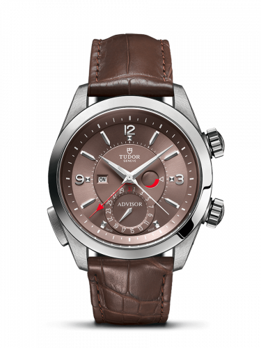 Remontoir à montres pour montre Tudor Heritage Heritage Advisor Stainless Steel / TItanium / Cognac / Alligator
