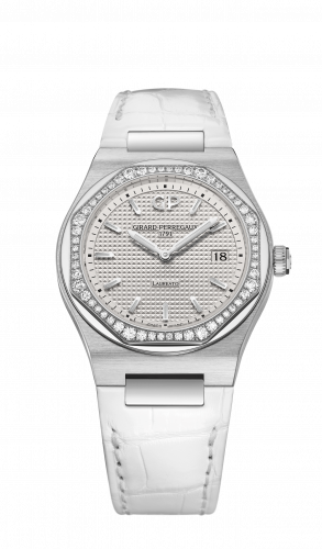 Remontoir à montres pour montre Girard-Perregaux Laureato Laureato 34 Quartz Stainless Steel / Diamond / Argent / Alligator