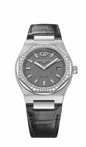 Remontoir à montres pour montre Girard-Perregaux Laureato Laureato 34 Quartz Stainless Steel / Diamond / Gris / Alligator