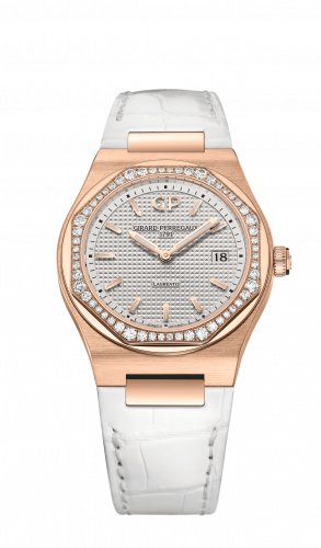 Remontoir à montres pour montre Girard-Perregaux Laureato Laureato 34 Quartz Rose Or / Diamond / Argent / Alligator