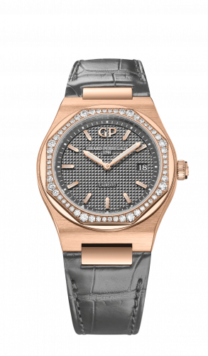 Remontoir à montres pour montre Girard-Perregaux Laureato Laureato 34 Quartz Rose Or / Diamond / Gris / Alligator