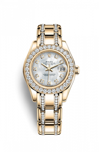 Remontoir à montres pour montre Rolex Pearlmaster Datejust Pearlmaster 29 Yellow Or Diamond Matypique of Pearl Diamond