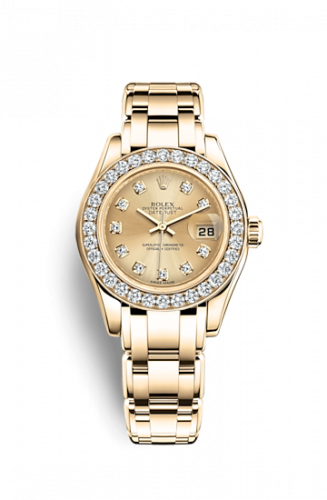 Remontoir à montres pour montre Rolex Pearlmaster Datejust Pearlmaster 29 Yellow Or Diamond / Champagne Diamond