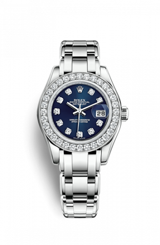 Remontoir à montres pour montre Rolex Pearlmaster Datejust Pearlmaster 29 Or Blanc Diamond / Bleu Diamond