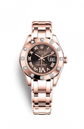 Remontoir à montres pour montre Rolex Pearlmaster Datejust Pearlmaster 29 Everose Diamond / Chocolate Roman