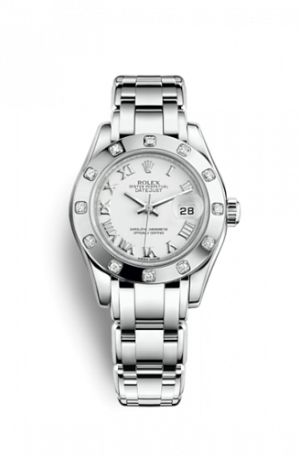 Remontoir à montres pour montre Rolex Pearlmaster Datejust Pearlmaster 29 Or Blanc 12 Diamond Blanc Roman