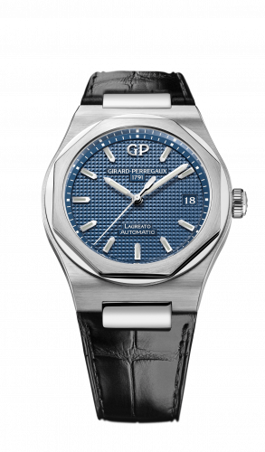 Remontoir à montres pour montre Girard-Perregaux Laureato Laureato 38 Automatic Stainless Steel / Bleu / Alligator