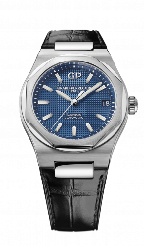 Remontoir à montres pour montre Girard-Perregaux Laureato Laureato 42 Automatic Stainless Steel / Bleu / Alligator