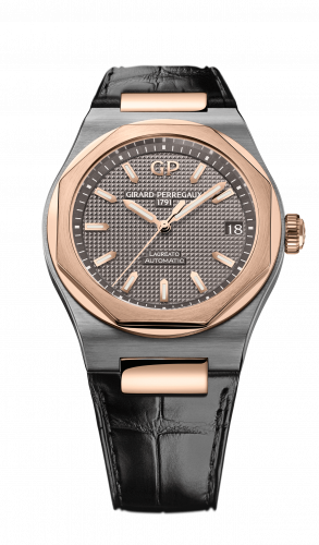 Remontoir à montres pour montre Girard-Perregaux Laureato Laureato 42 Automatic Titanium / Rose Or / Gris / Alligator