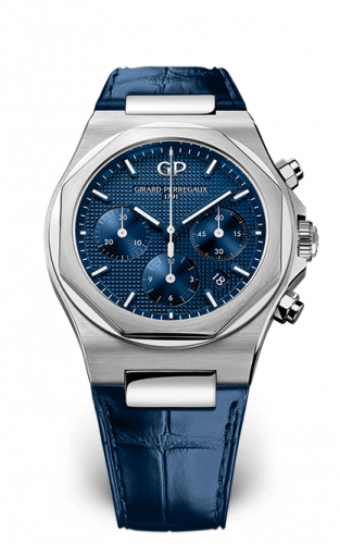 Remontoir à montres pour montre Girard-Perregaux Laureato Laureato 42 Chronograph Stainless Steel / Bleu / Alligator
