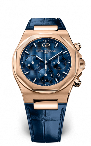 Remontoir à montres pour montre Girard-Perregaux Laureato Laureato 42 Chronograph Rose Or / Bleu / Alligator