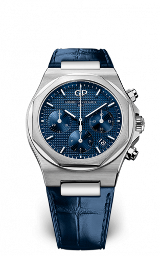 Remontoir à montres pour montre Girard-Perregaux Laureato Laureato 38 Chronograph Stainless Steel / Bleu / Alligator