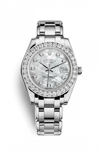 Remontoir à montres pour montre Rolex Pearlmaster Datejust Pearlmaster 34 Or Blanc Diamond Matypique of Pearl Diamonds