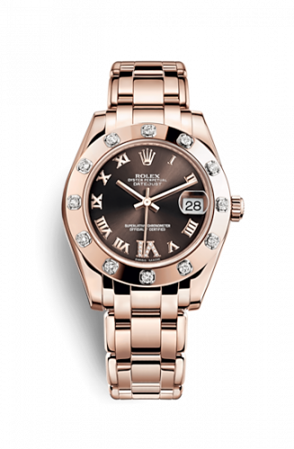 Remontoir à montres pour montre Rolex Pearlmaster Datejust Pearlmaster 34 Everose 12 Diamond Chocolate Roman