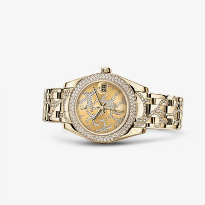 Remontoir à montres pour montre Rolex Pearlmaster Datejust Pearlmaster 34 Yellow Or Diamond Flammee
