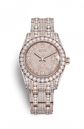 Remontoir à montres pour montre Rolex Pearlmaster Datejust Pearlmaster 34 Everose Diamond / Paved Roman