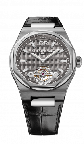Remontoir à montres pour montre Girard-Perregaux Laureato Laureato 45 Tourbillon Titanium / Or Blanc / Gris / Alligator