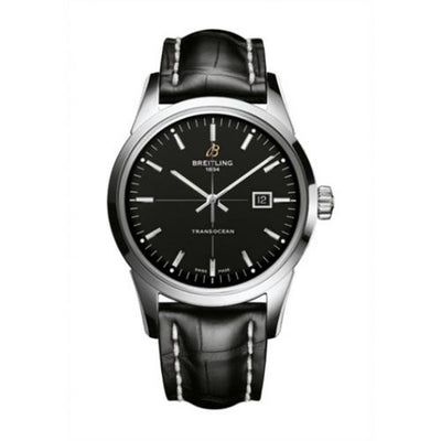 Watch Winder for watch Breitling Transocean Transocean Date Stainless Steel / Black / Croco / Pin