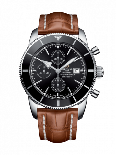 Remontoir à montres pour montre Breitling Superocean Heritage Superocean Heritage II 46 Chronograph Stainless Steel / Noire / Noire / Croco / Pin