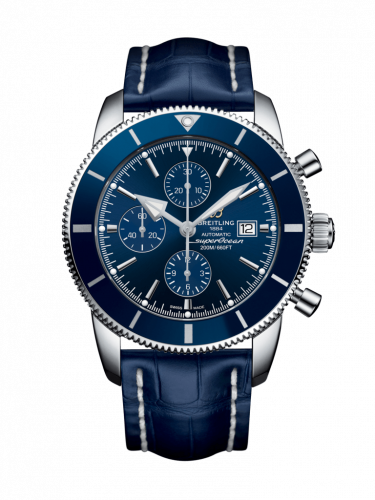 Remontoir à montres pour montre Breitling Superocean Heritage Superocean Heritage II 46 Chronograph Stainless Steel / Bleu / Bleu / Croco / Folding
