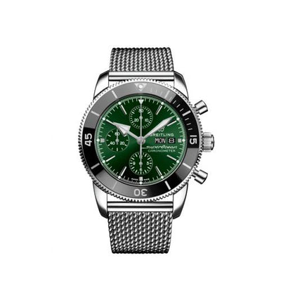 Remontoir à montres pour montre Breitling Superocean Heritage Superocean Heritage II Chronograph 44 Stainless Steel / Verte / Milanese